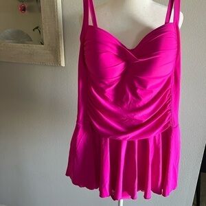 Winmax: Neon Pink One Piece Tummy Coverage Swimsuit. Size 12 NWT.
